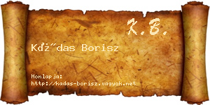 Kádas Borisz névjegykártya